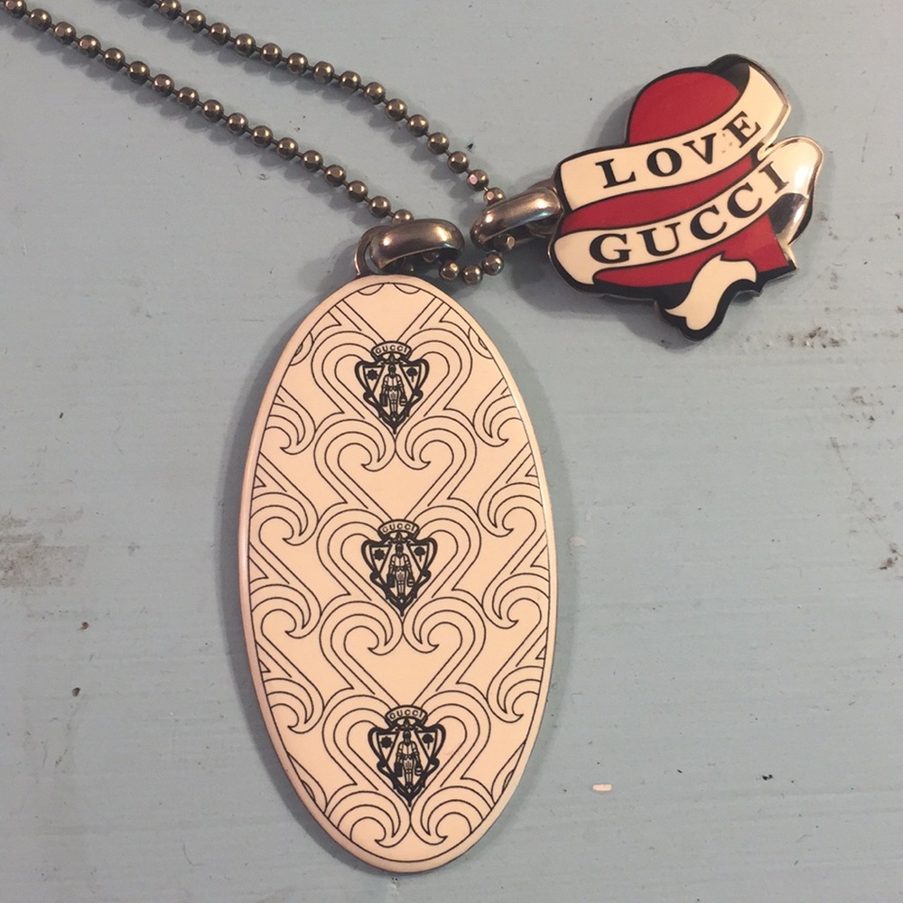 GUCCI Sterling Silver Love Necklace Perfect